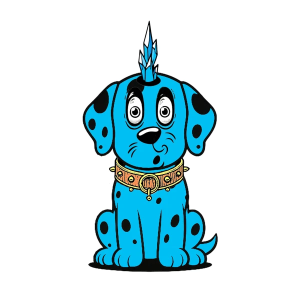 Blue spotted dog with a blue crystal horn