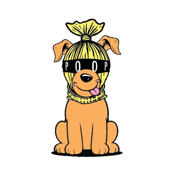 Orange dog with a yellow bag over its head