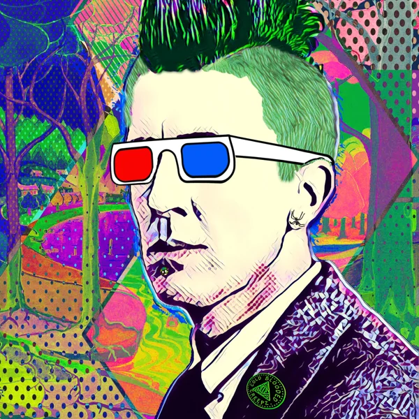 Tolkien 12: Red and blue 3D glasses with tall green hair