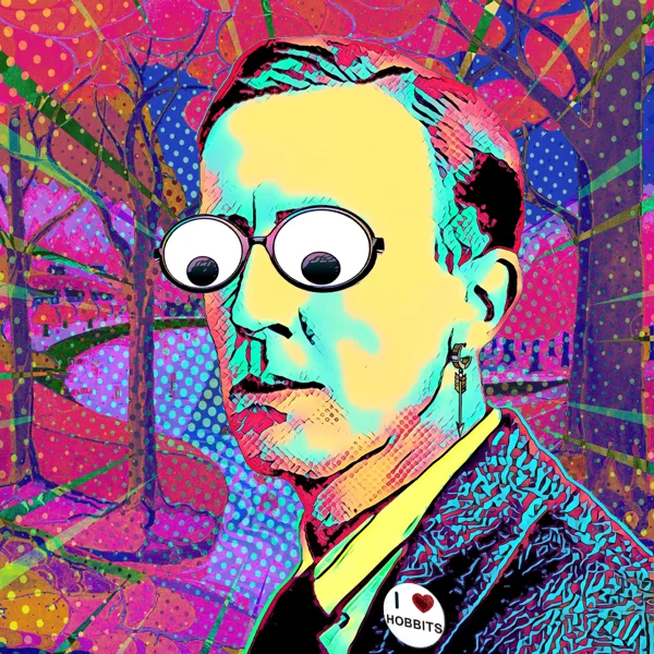 Tolkien 69: Oversized googly eyes with a yellow and blue face