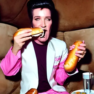 Pink Elvis, surreal pop-art composition