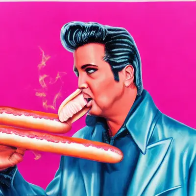 Pink Elvis, surreal pop-art composition