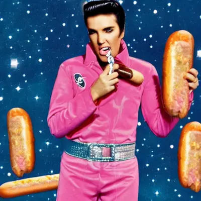 Pink Elvis, surreal pop-art composition