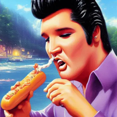 Pink Elvis, surreal pop-art composition