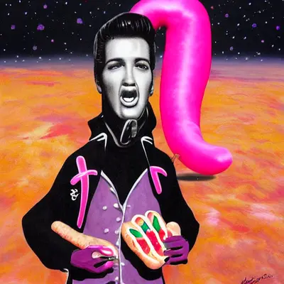 Pink Elvis, surreal pop-art composition