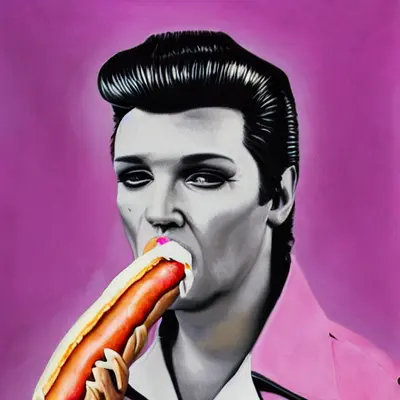Pink Elvis, surreal pop-art composition