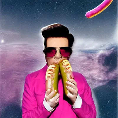 Pink Elvis, surreal pop-art composition