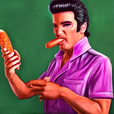 Pink Elvis, surreal pop-art composition