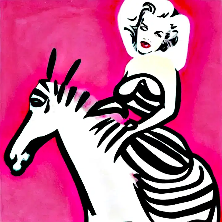 Pink Marilyn — a surreal composition in pink, with Marilyn Monroe and Art Deco imagery